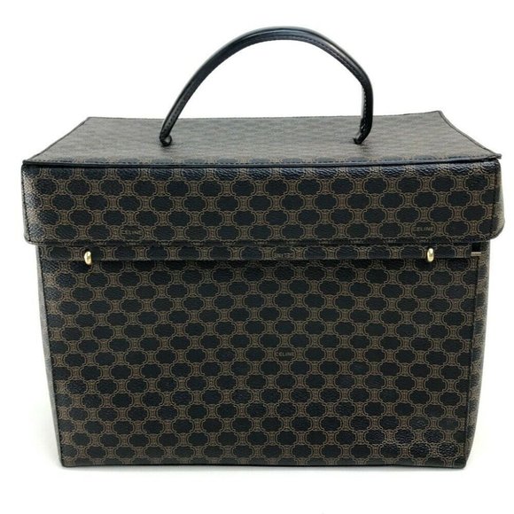 Authentic CELINE Logo Carriage Hardware Macadam Hand Bag Makeup box Vanity bag - Picture 5 of 8